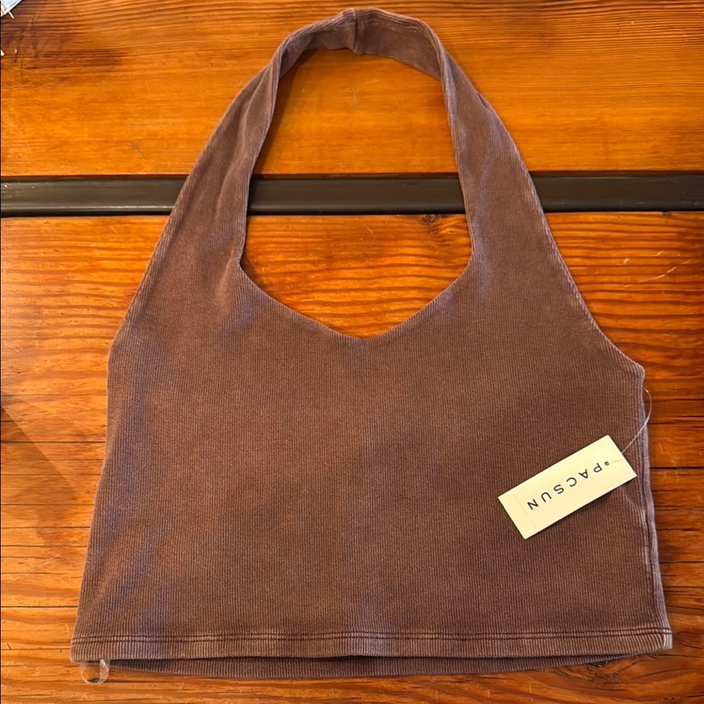 PacSun Brown Tank Top Minimalist Design